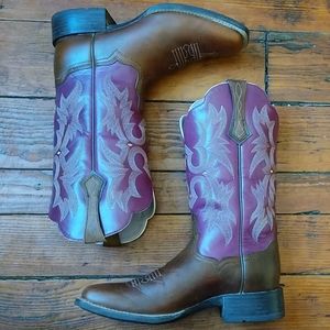 Ariat Tombstone Western Boot purple square toe